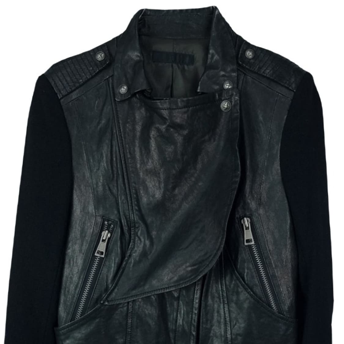 [한섬 시스템] 리얼 램스킨 양가죽 니트 슬리브 레더 자켓 M17225 상품이미지4