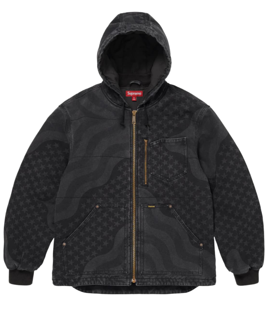 슈프림 플래그 퀼티드 후드 워크 자켓 블랙 L 상품이미지2