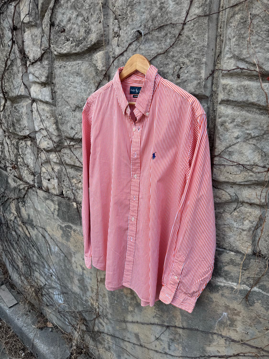 폴로 랄프로렌 빈티지 오렌지 스트라이프 코튼 셔츠 xl 상품이미지2