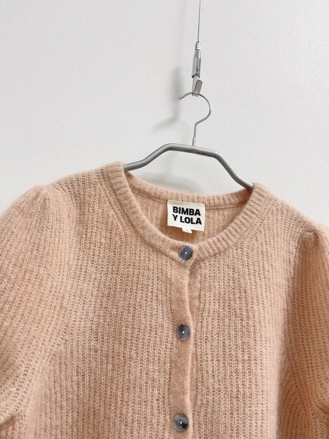 빔바이롤라 모헤어 숏 슬리브 가디건 피치 컬러 상품이미지4