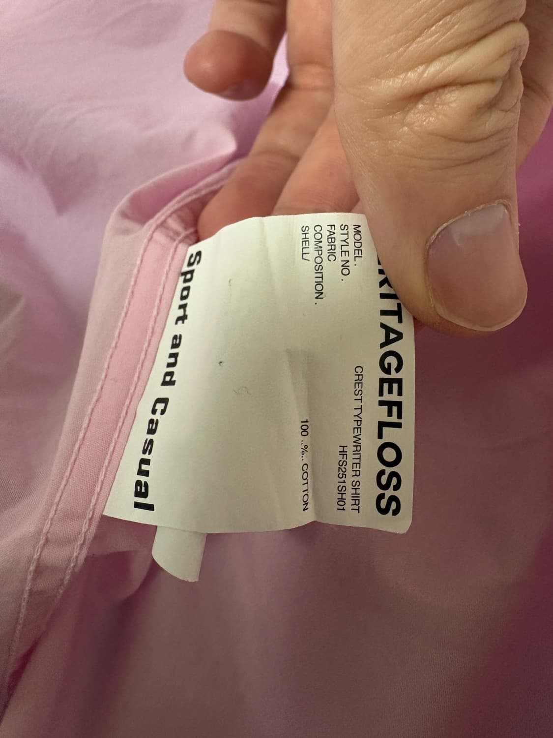 헤리티지플로스 타입라이터 셔츠 핑크 L 상품이미지4