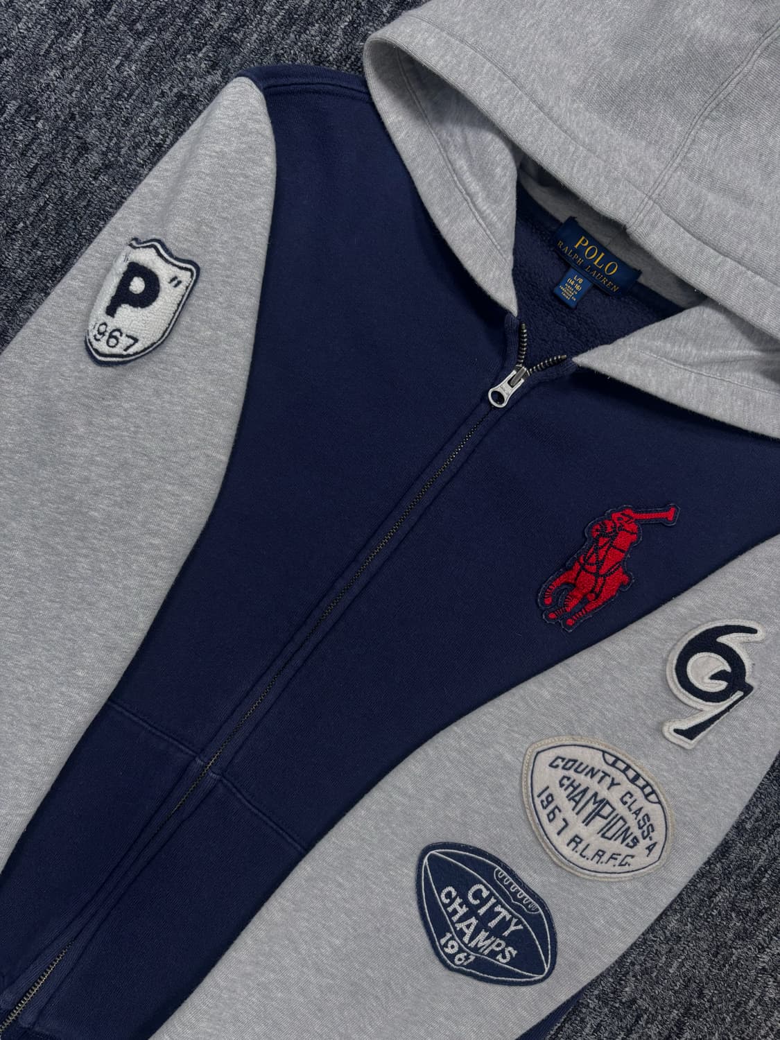 폴로 빅포니 네이비 배색 후드집업 상품이미지4