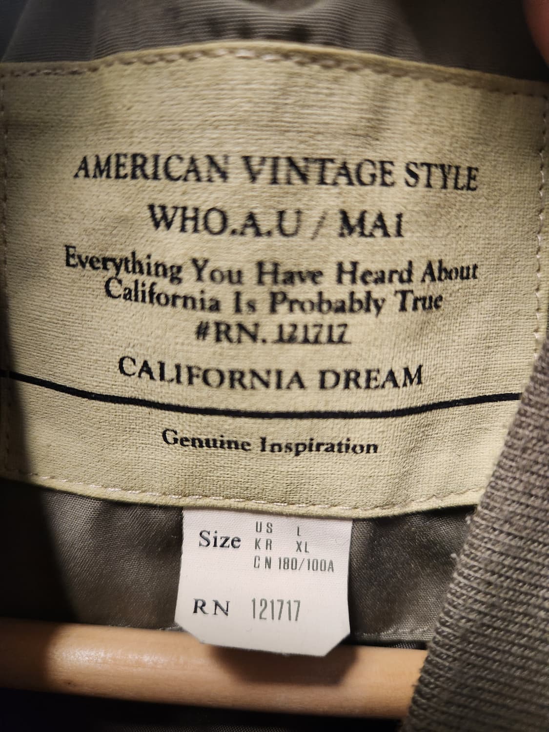 후아유 아메리칸 빈티지 Ma-1 자켓 XL 상품이미지2