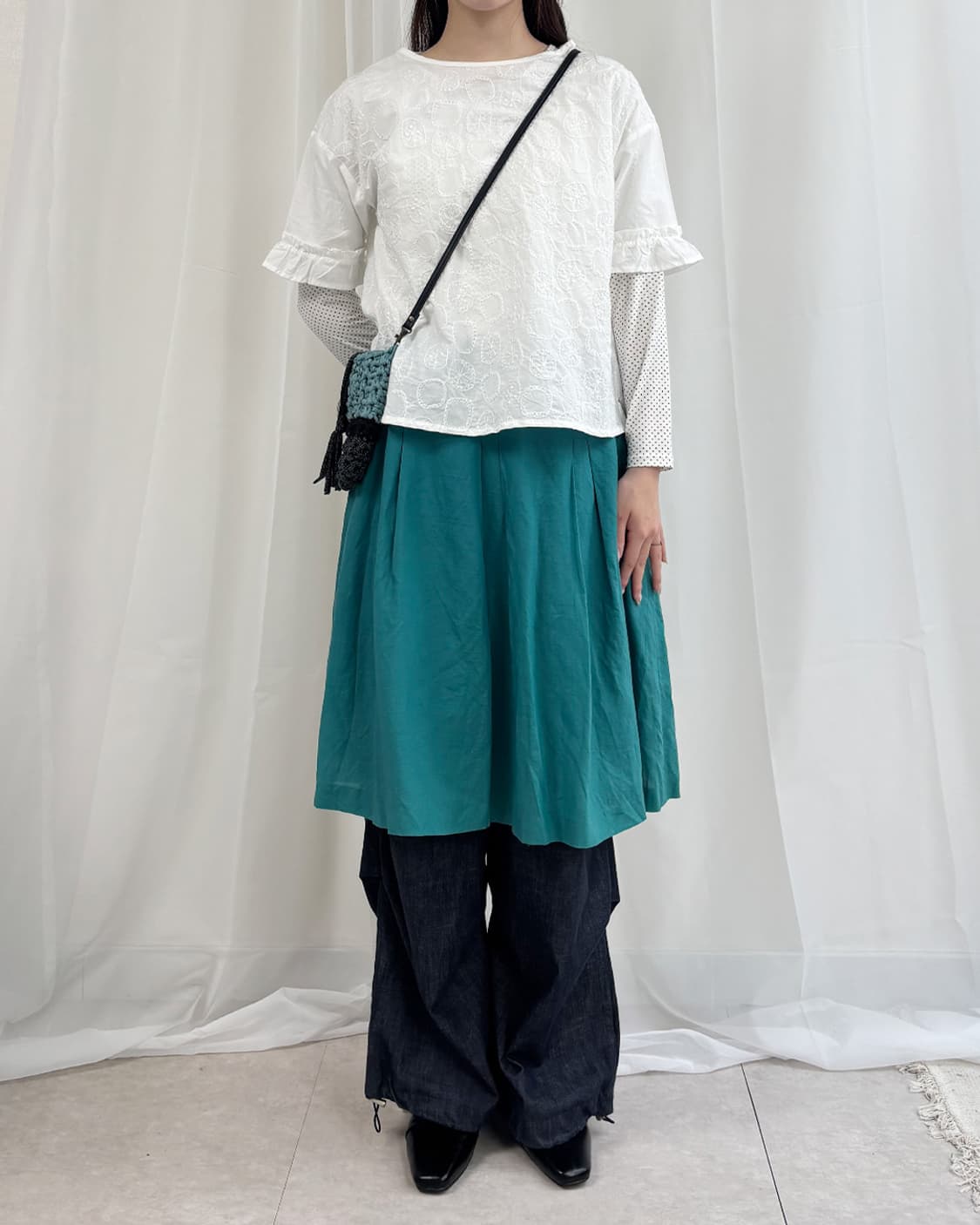 North Object de Petit 도트 자수 반팔 블라우스 상품이미지8