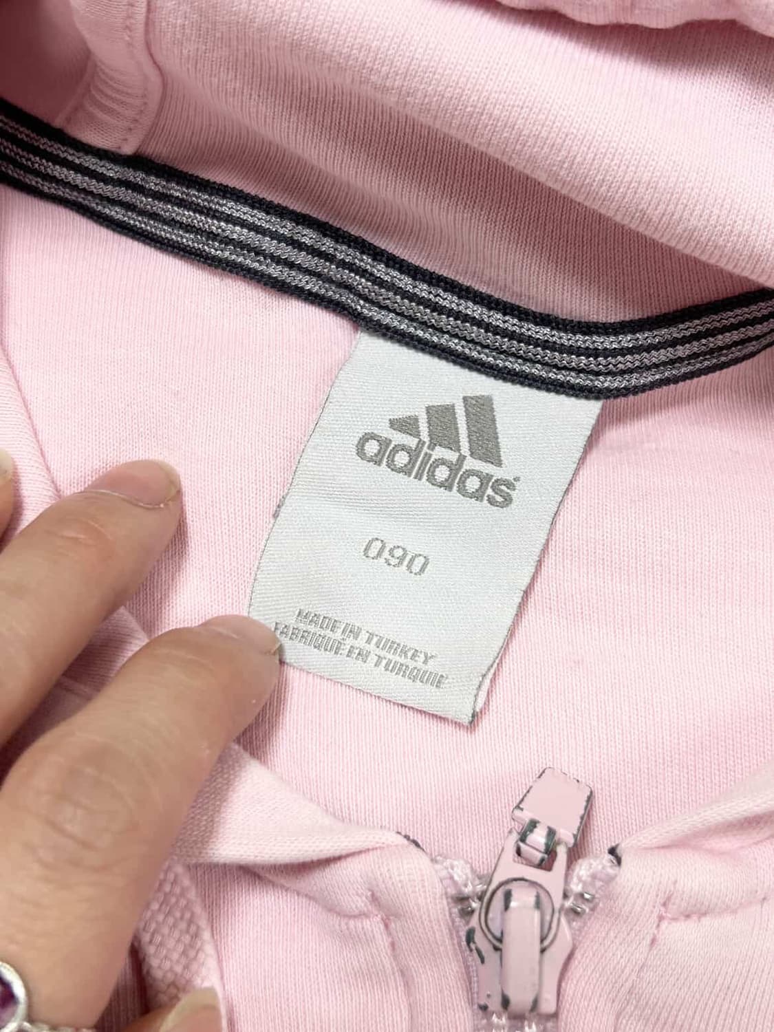 아디다스 자수로고 뮤트핑크 딱붙 후드집업 상품이미지8