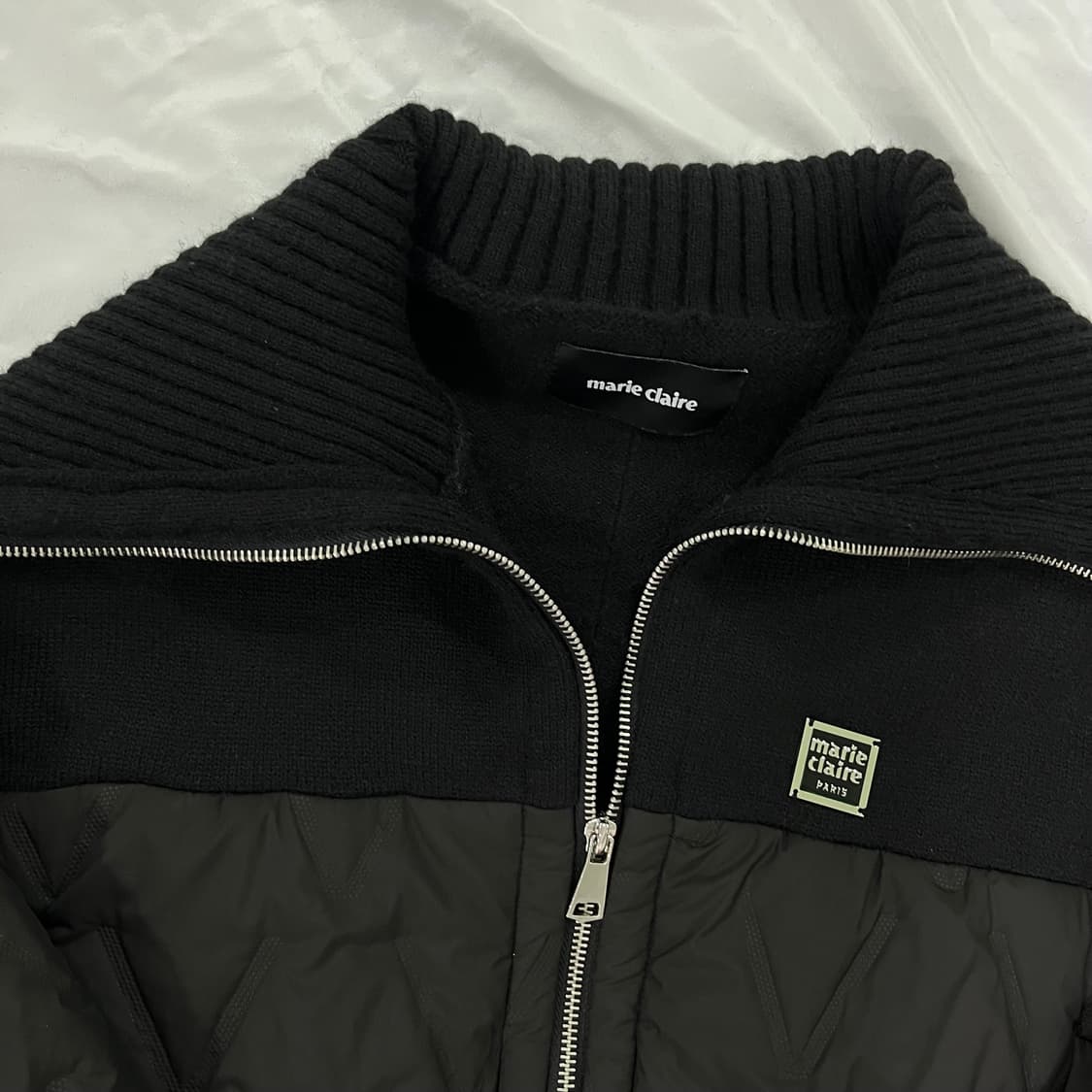 마리끌레르 니트 카라 퀼팅 숏 패딩 상품이미지3