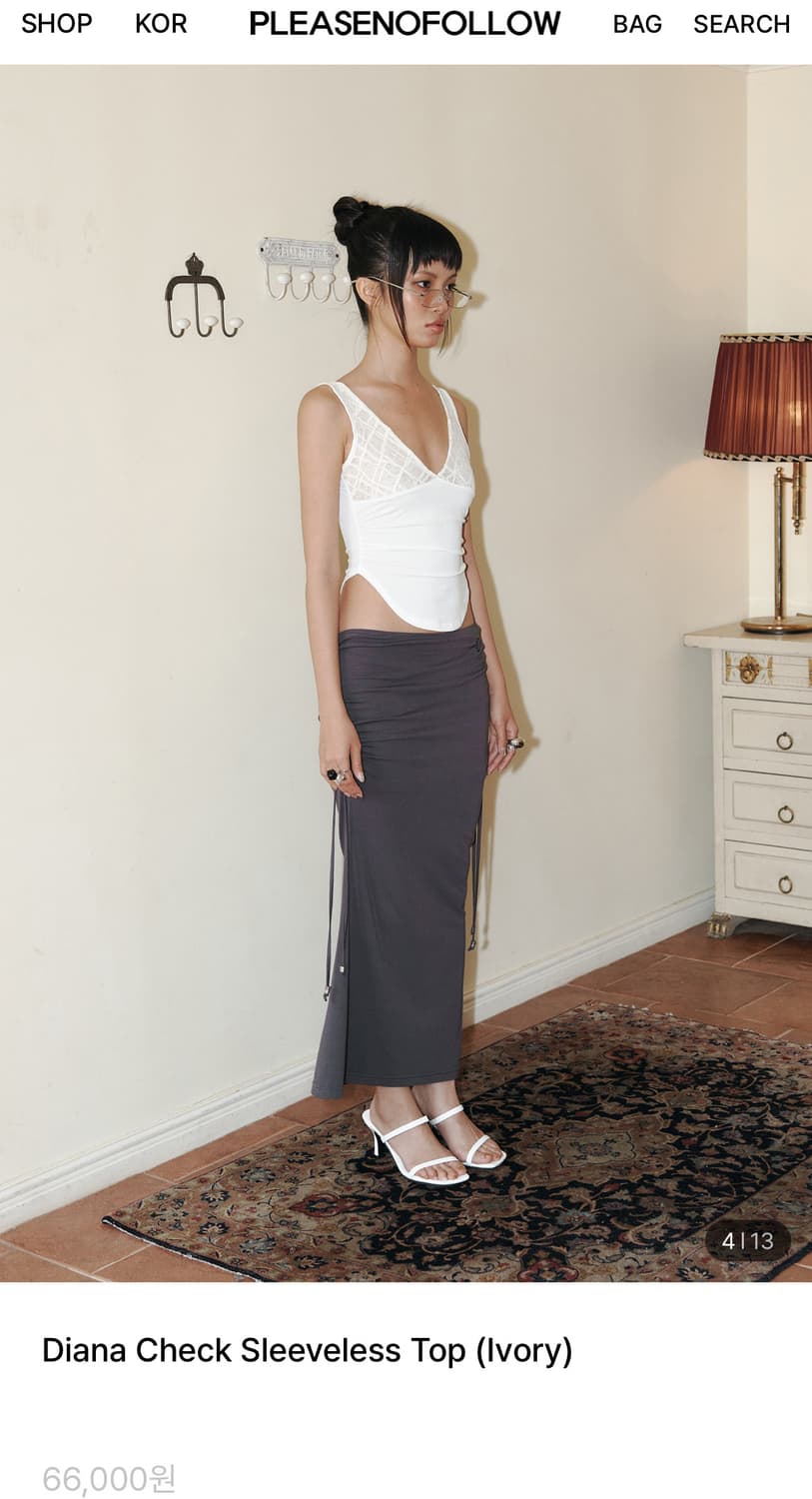 Diana 체크 슬리브리스 탑 상품이미지3