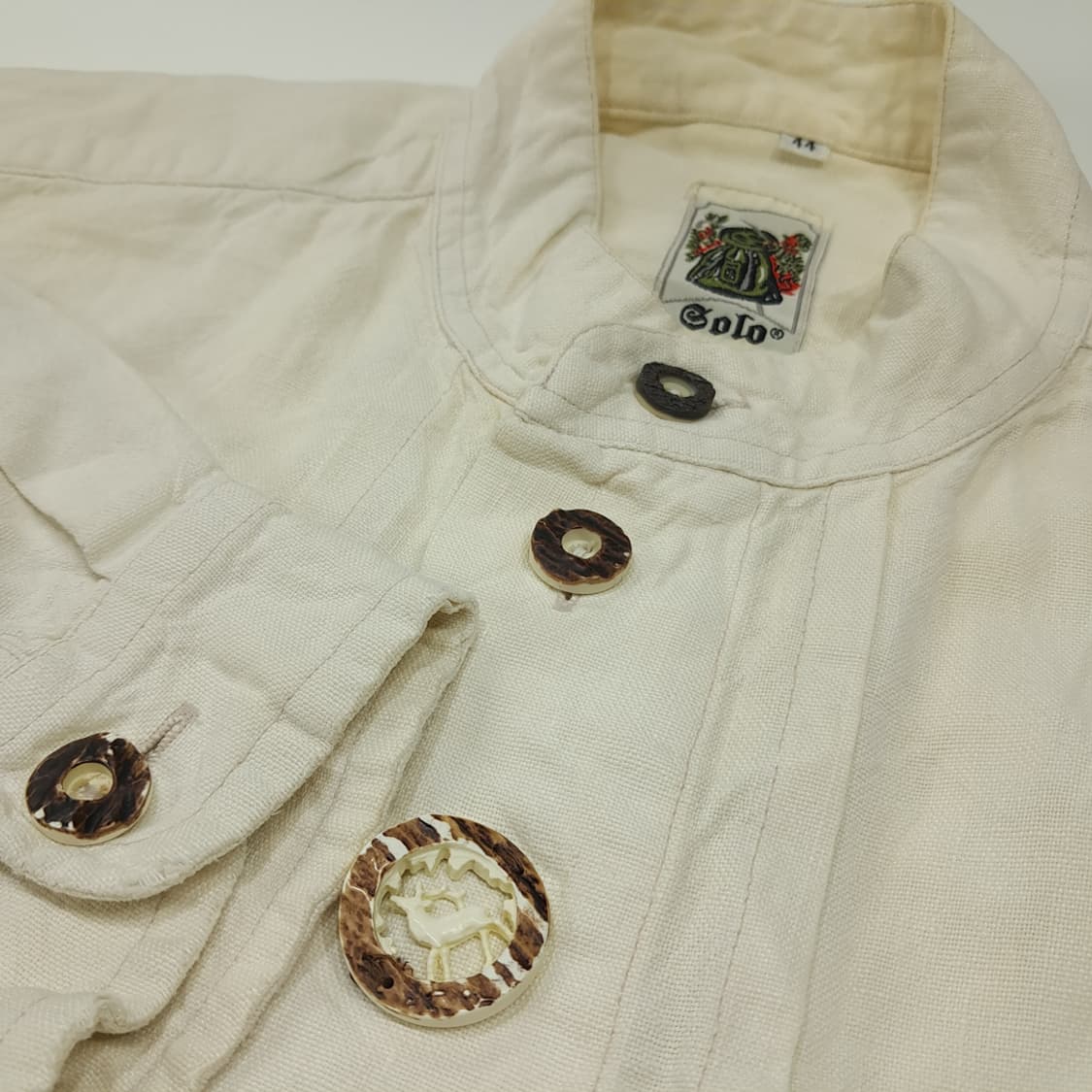 CL876 2XL Solo 80s 독일 트라흐텐 바바리안 린넨 알펜 셔 상품이미지3