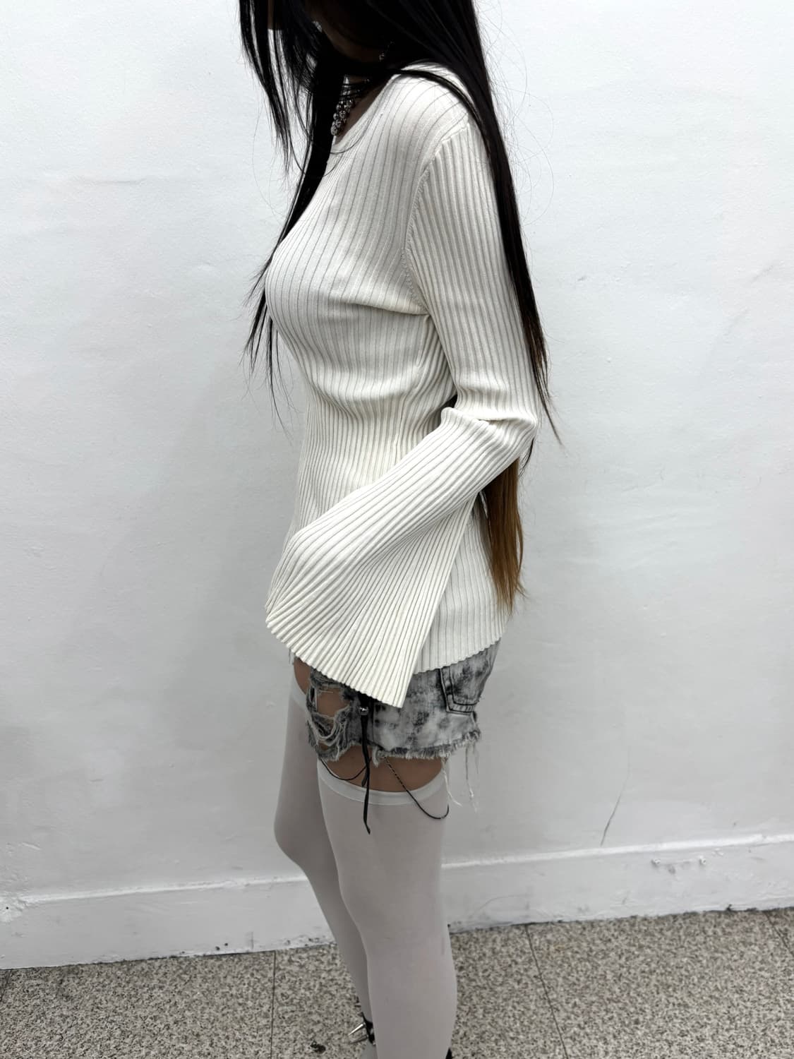 Ribbed flare arm long sleeve  상품이미지3