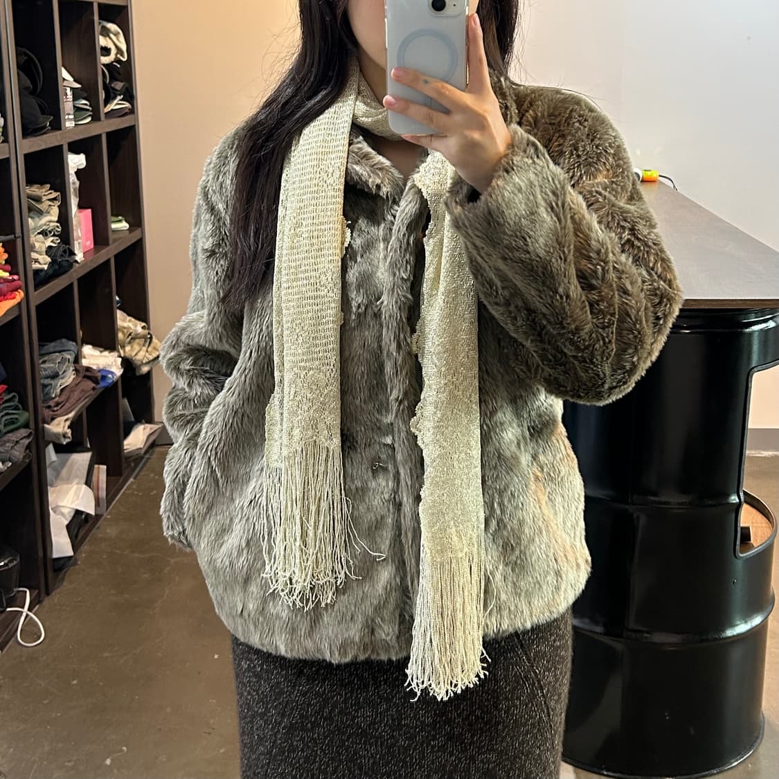 베이지 글리터 머플러 상품이미지4