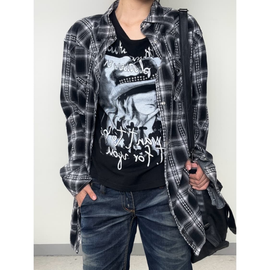 빈티지 펑크 락시크 체크 셔츠 상품이미지2