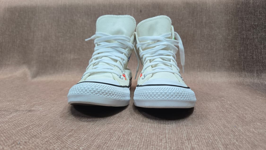 컨버스 미착용 240mm-  꽃 자수 하이 스니커즈 아이보리 상품이미지3