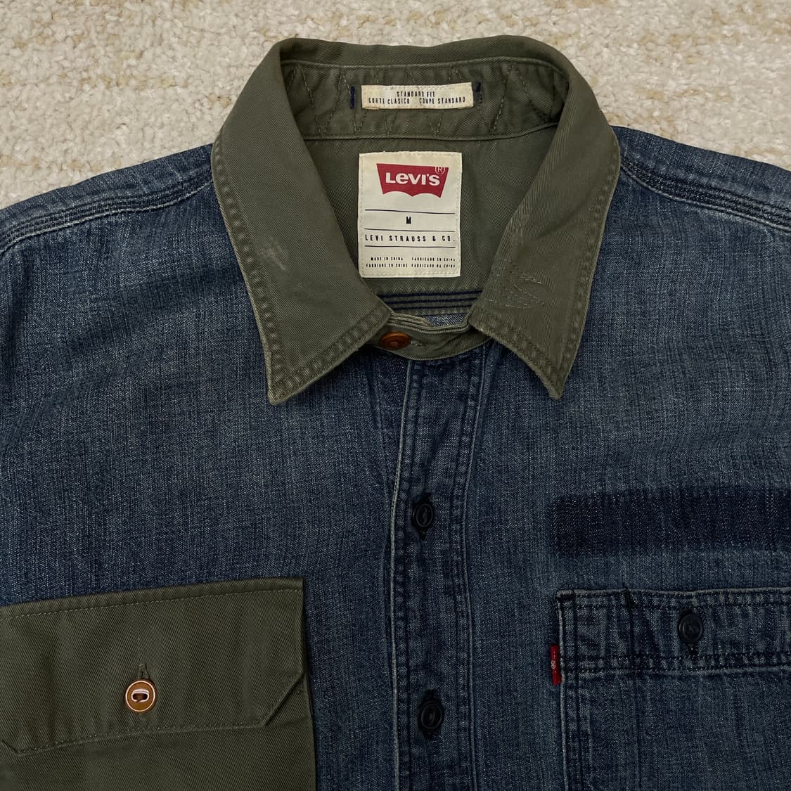 [M] 리바이스 재팬 밀리터리 데님 데미지, 패치 데님 워크 셔츠   상품이미지4