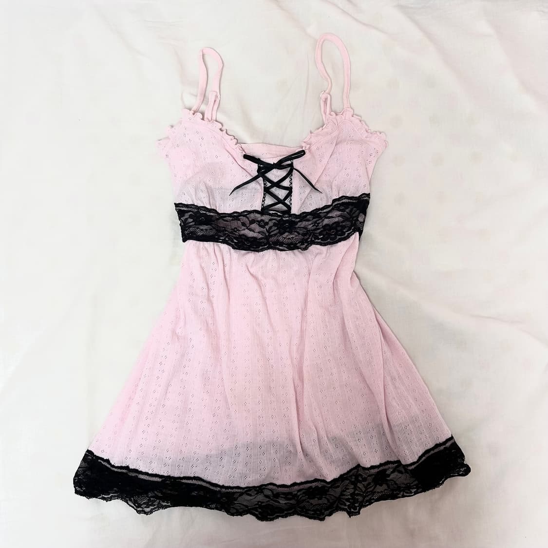 핑크 블랙 레이스 슬립 히메갸루 키치갸루 펑크 로맨틱페어리 아게하 아게조 상품이미지1