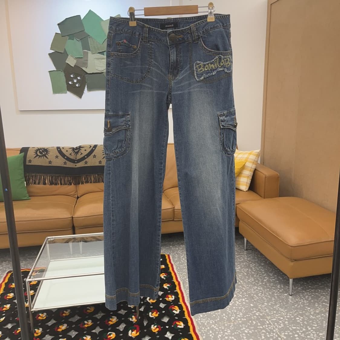 바닐라비 올드스쿨 Y2K 카고팬츠 데님 와이드팬츠 27인치 C06627 상품이미지3