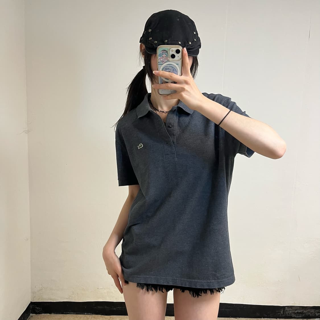 Lacoste grey collar t-shirt 상품이미지1