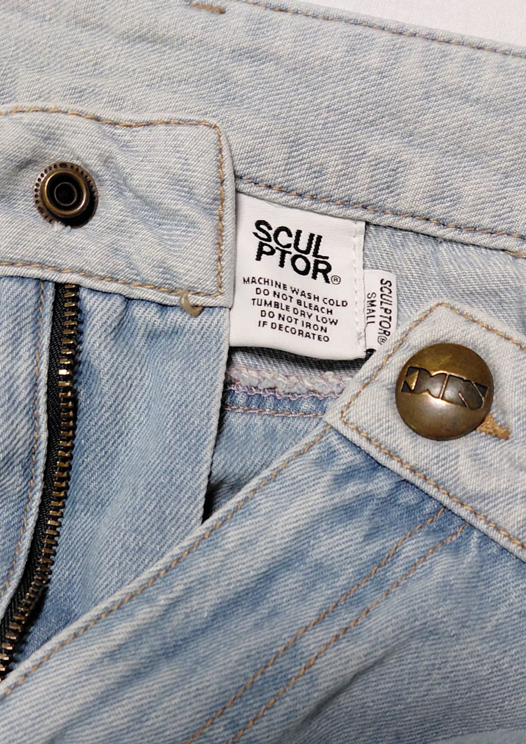 [S] 스컬프터 배색 와이드 데님 팬츠 (라이트 블루) 상품이미지4