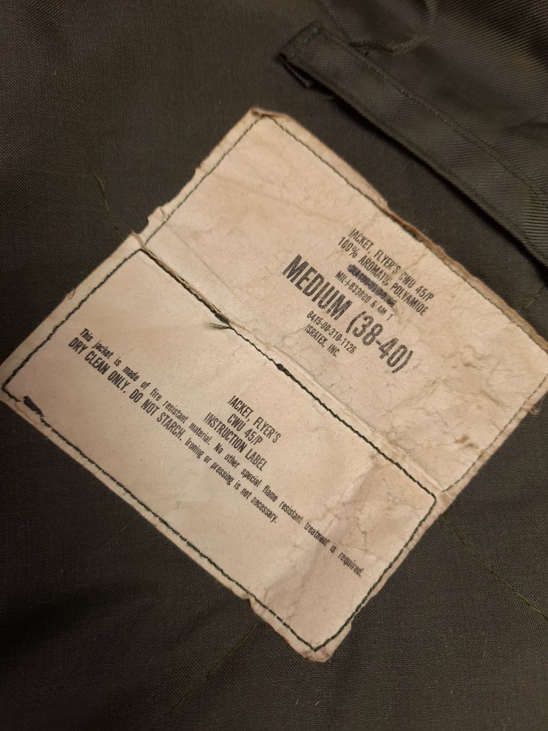 오리지날 미공군 지급용 CWU-45/P 노맥스 항공자켓 상품이미지4