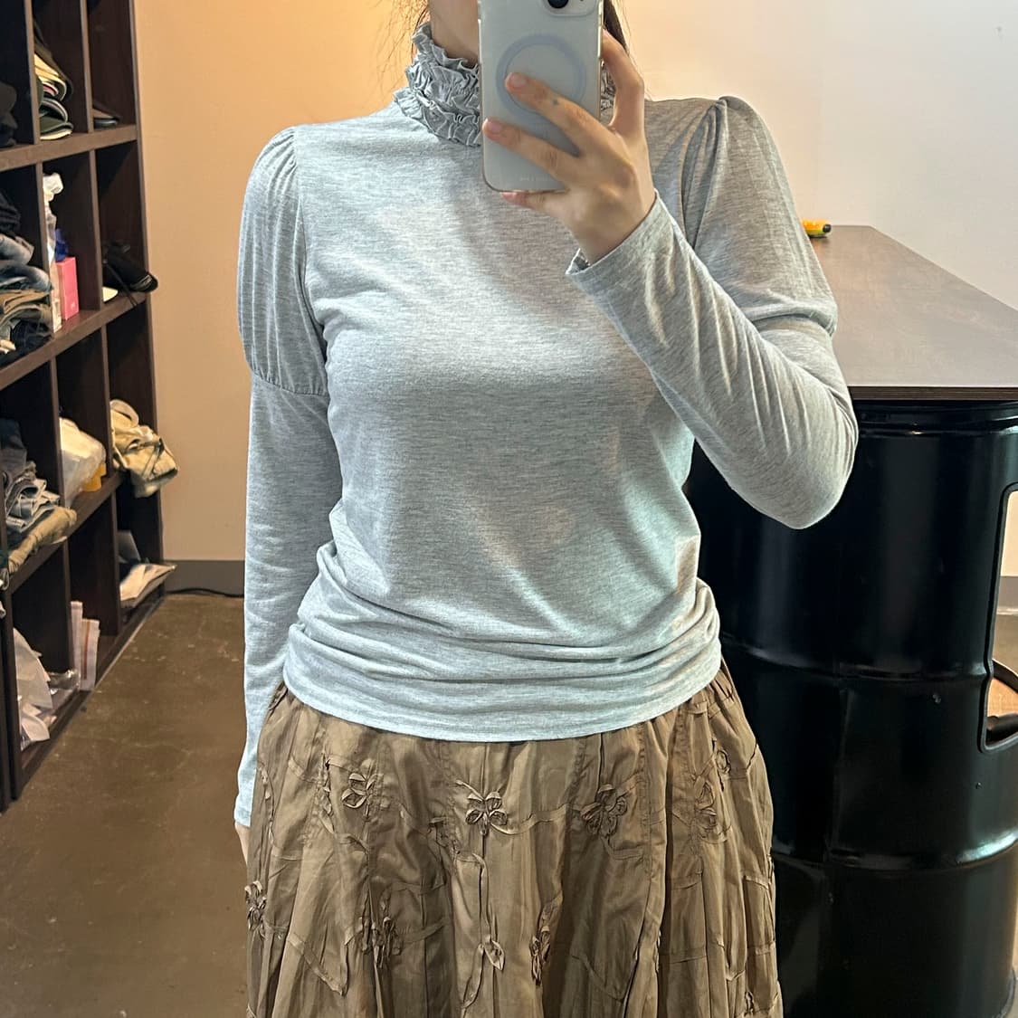 그레이 퍼프디테일 top 상품이미지6