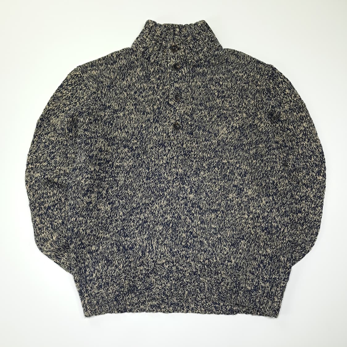 CN996 L 폴로 랄프로렌 네이비 멜란지 하프버튼 긴팔 니트 스웨터 상품이미지1