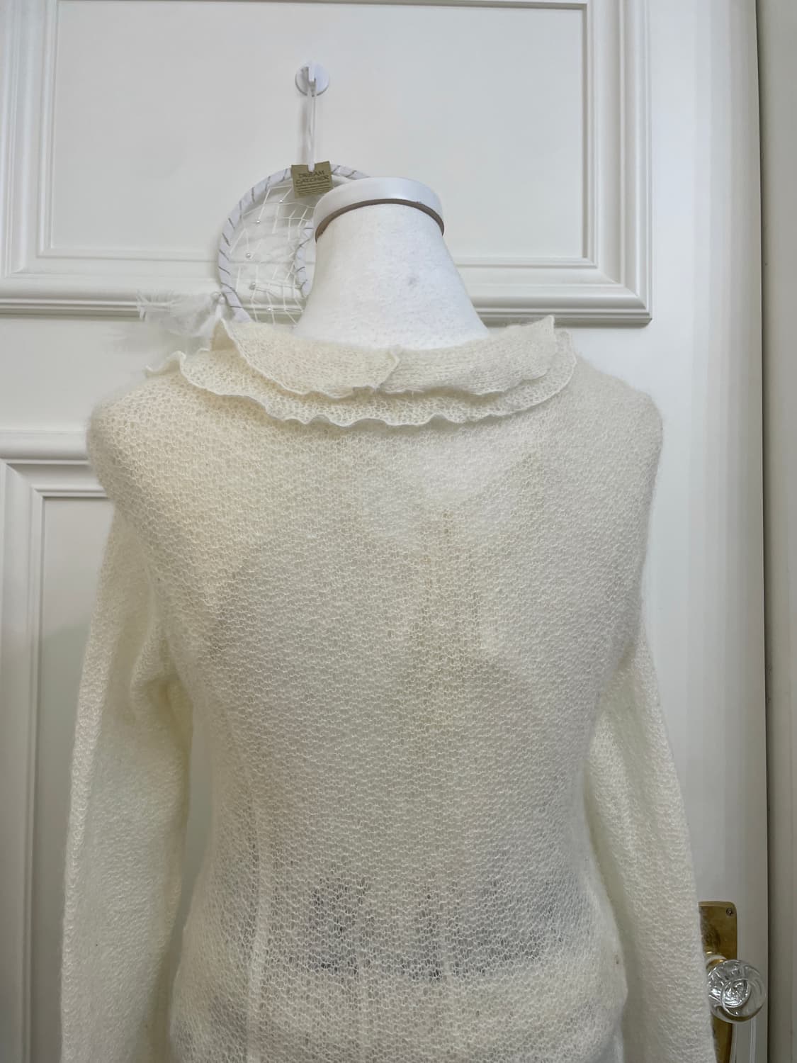 cream ruffle cardigan&crochet lace-up sl 상품이미지5