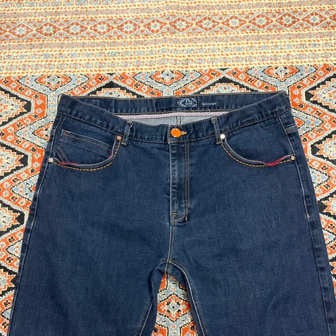 에비수 진청 자수 데님 팬츠 남성38 상품이미지2
