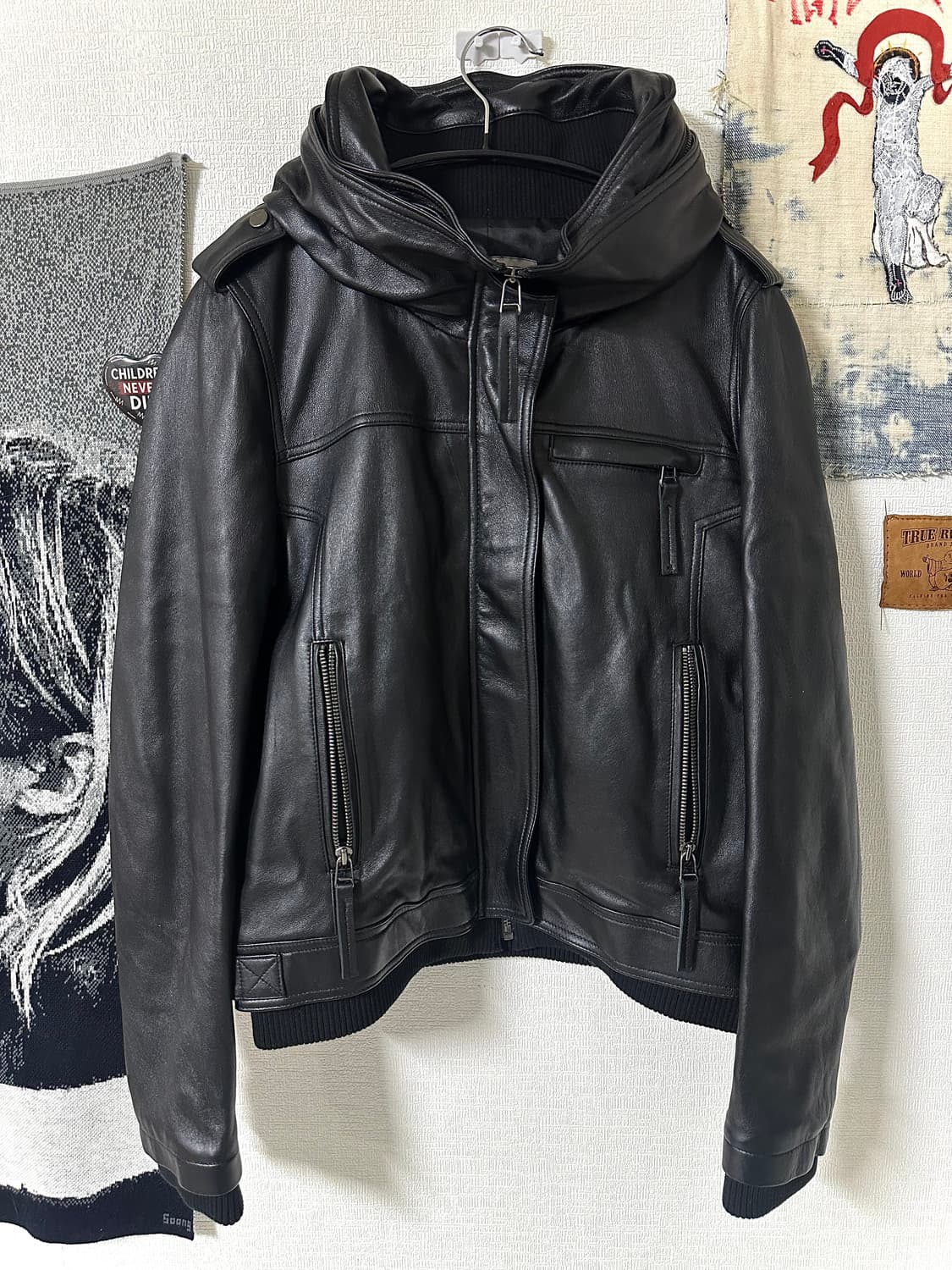 이탈리안 램스킨 보노타입 크롭 레더자켓 상품이미지1