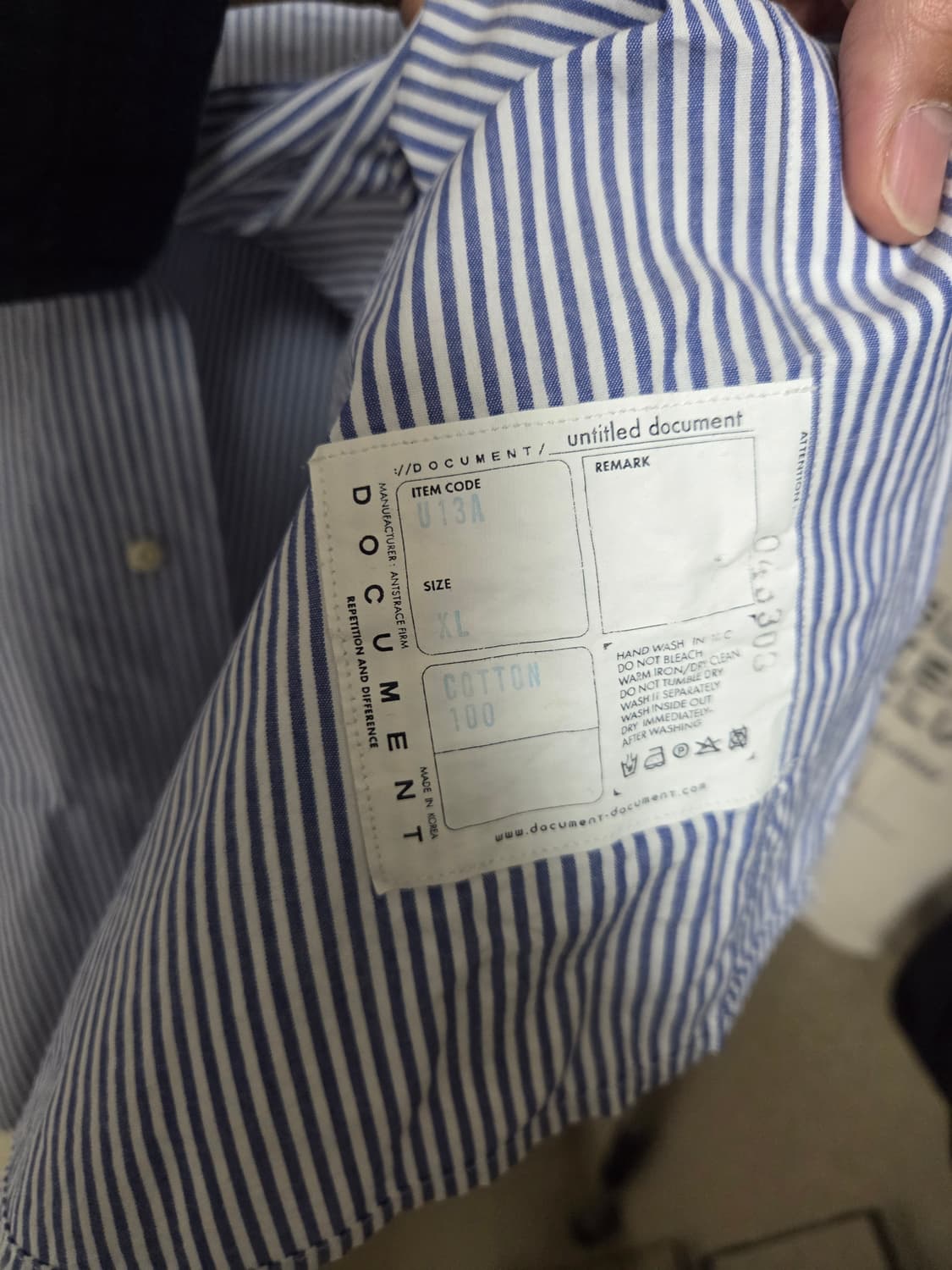 도큐먼트 백로고 반팔 셔츠(BACK LOGO STRIPED HALF SH 상품이미지5