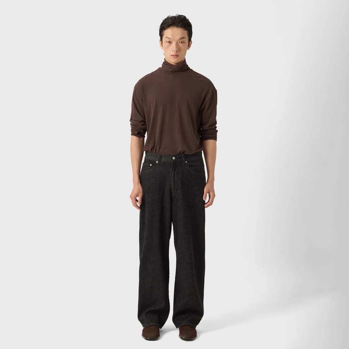 유스 와이드 데님 팬츠 워시드 블랙 상품이미지3