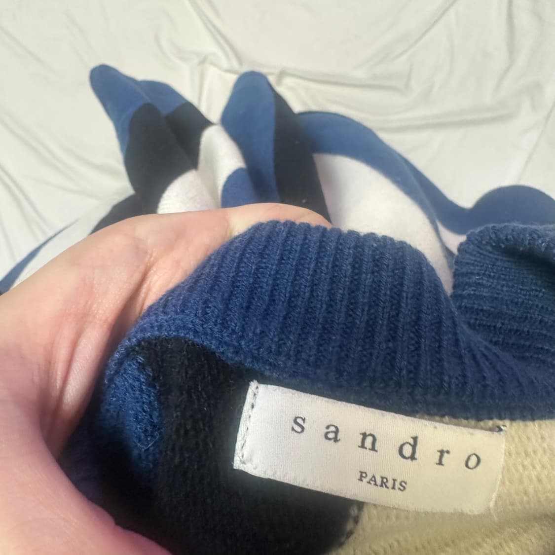 산드로 블루 스트라이프울니트 M 상품이미지3