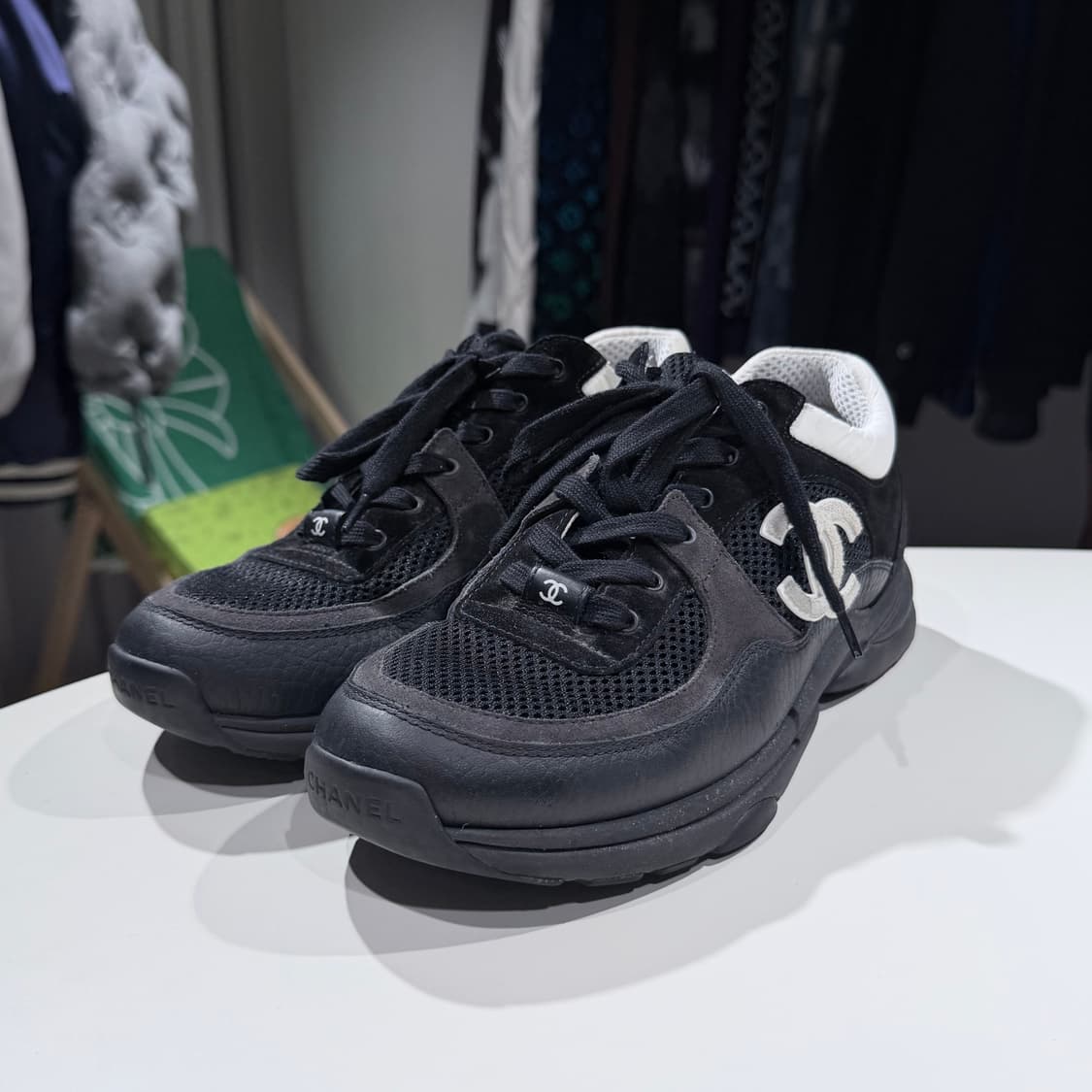 (A+/40) / 샤넬 스니커즈 메쉬 스웨이드 카프스킨&블랙 화이트 상품이미지2