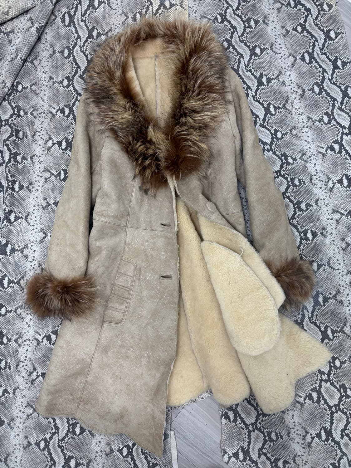 Brown Fur Trimming Long Jacket 상품이미지5