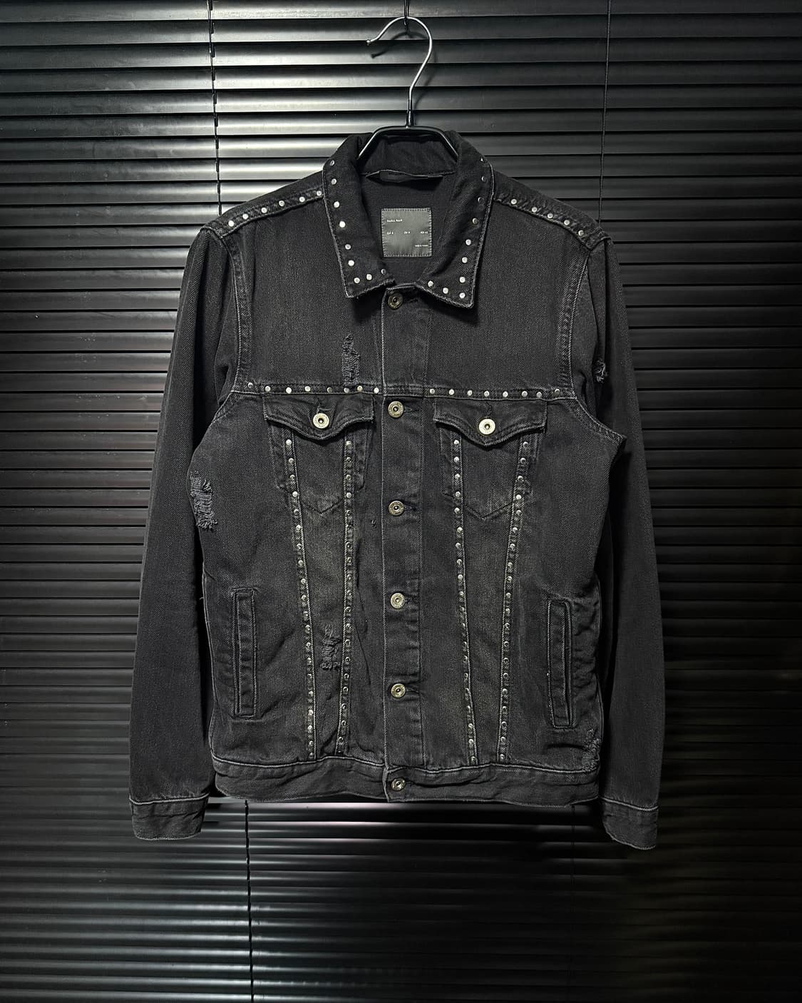 자라 스터드 찡 고스 펑크 락 흑청 데님 청 자켓 트러커 워크 락시크 M 상품이미지4