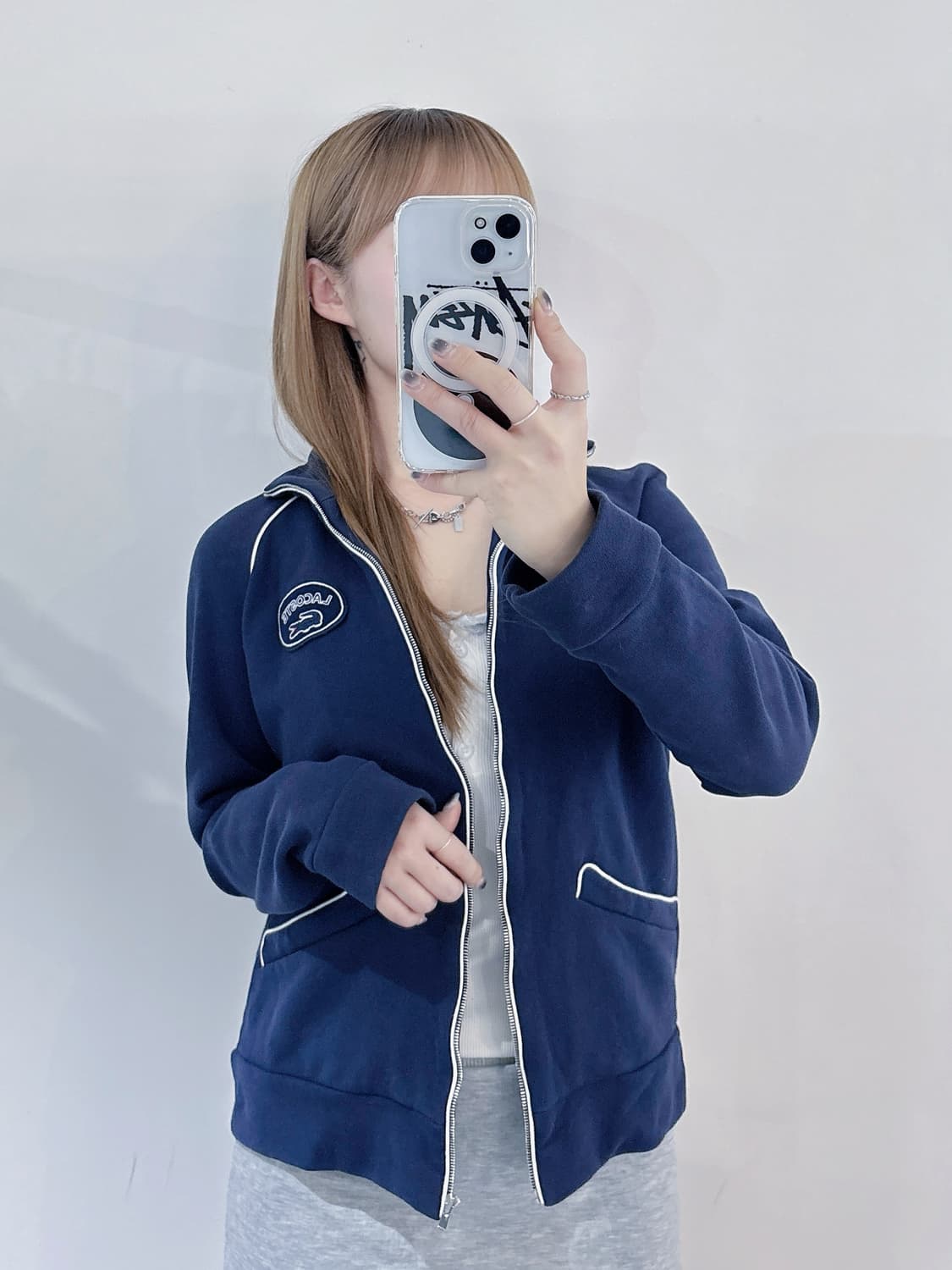 라코스테 네이비 코튼 집업 상품이미지1