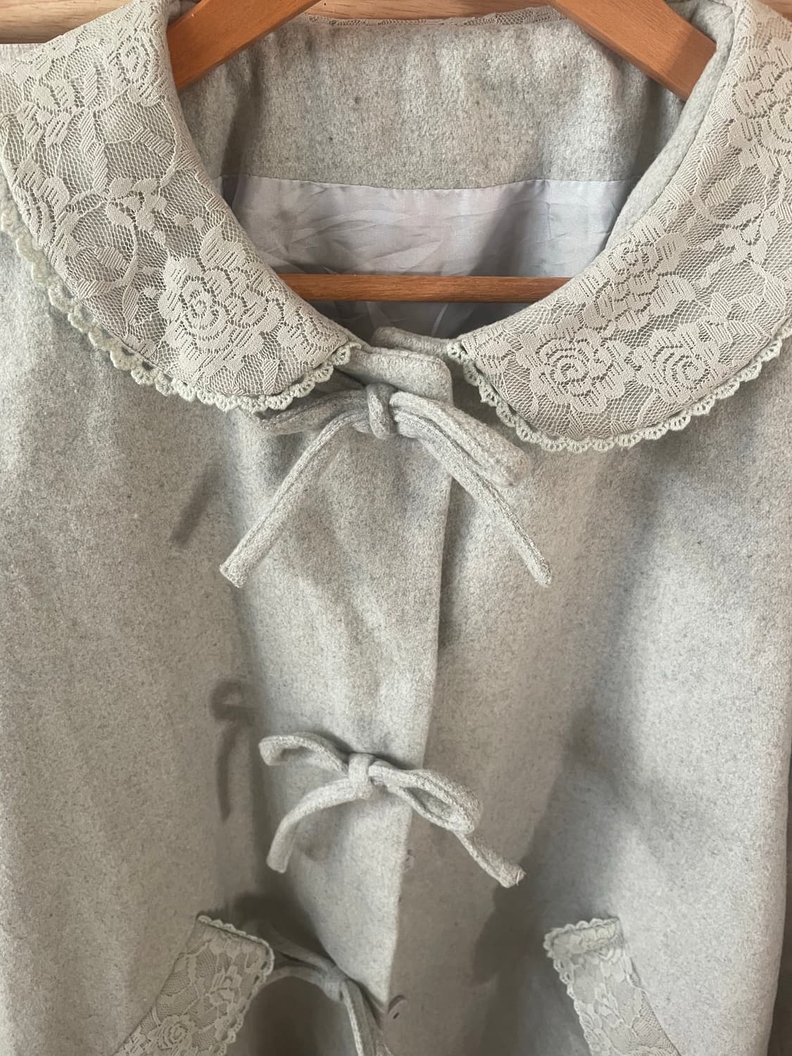 모리걸 빈티지 리본 레이스 카라 코트 🤍🎀 상품이미지3