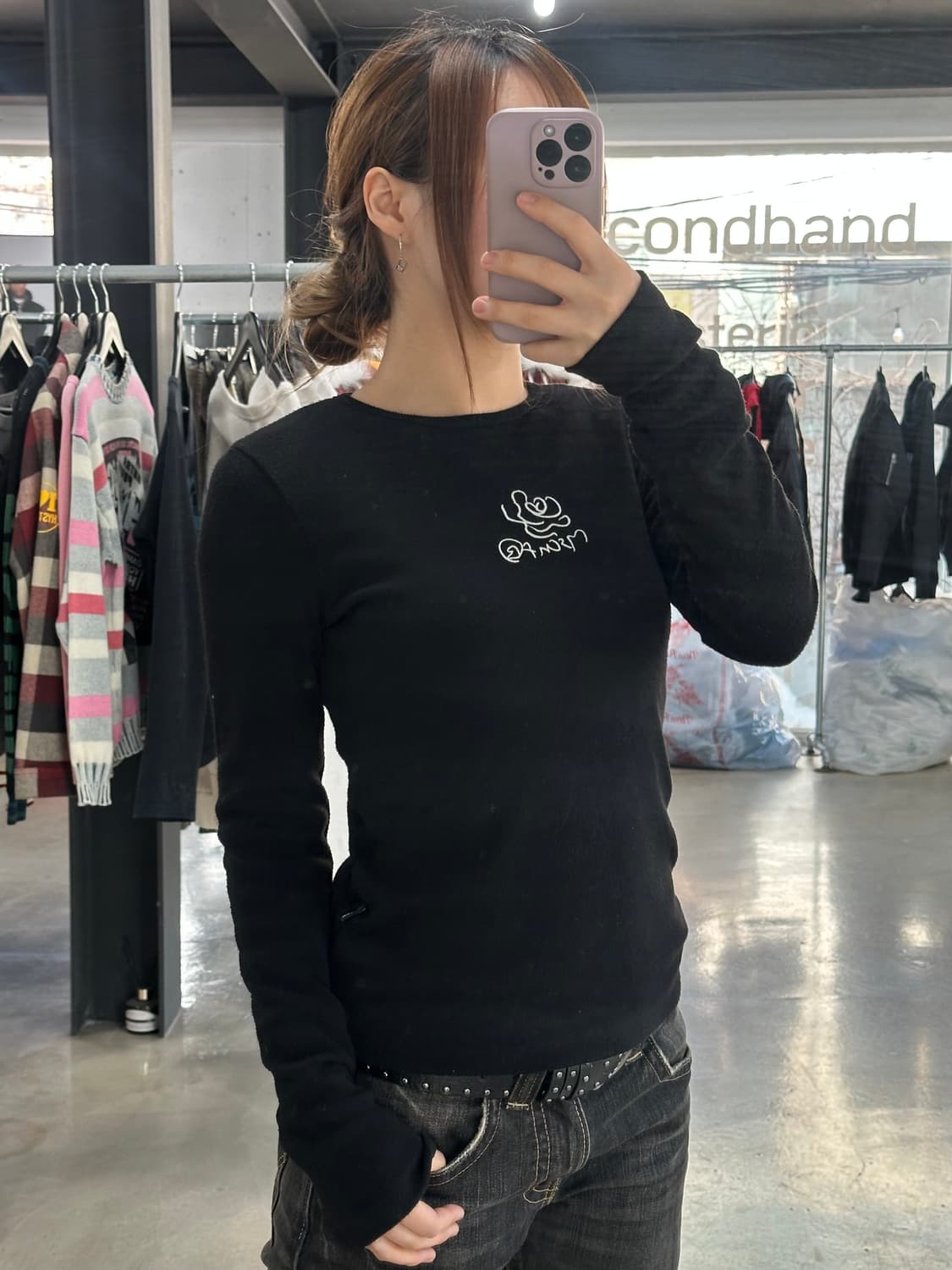 미스치프 블랙플라워 슬림니트 상품이미지2