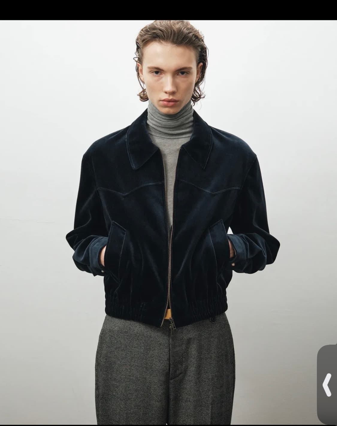 노이어 벨벳 웨스턴 크롭 블루종 (네이비) 52 상품이미지1