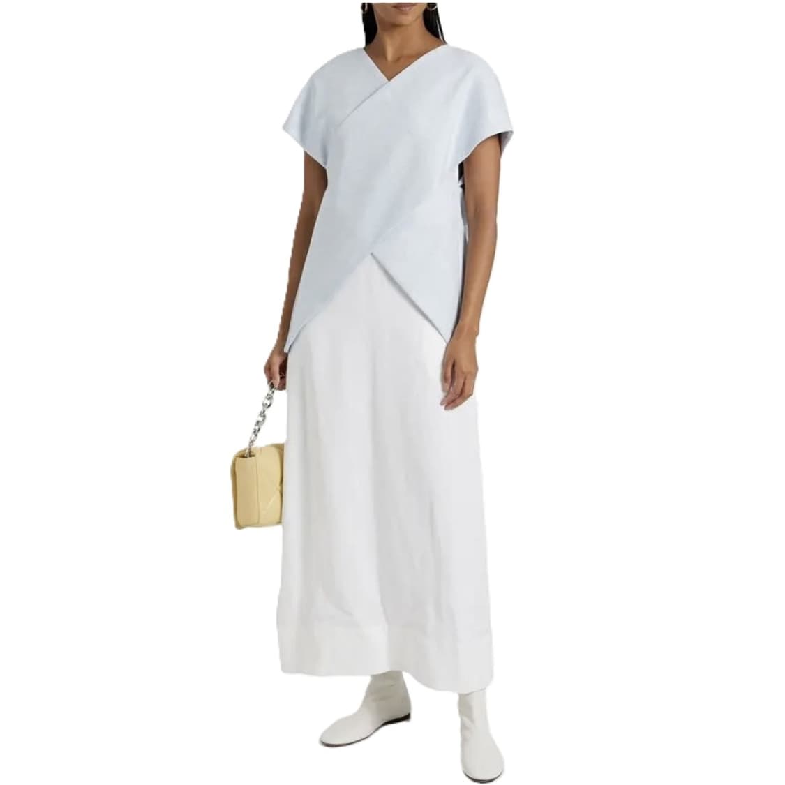 새상품 L 로제타게티 크로스 오버 멜란지 블루 반팔티 상품이미지1