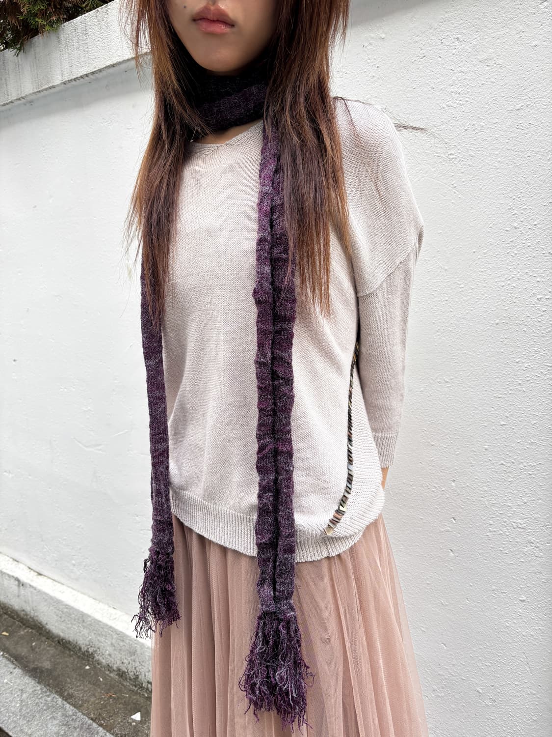 빈티지 비즈 브이넥 린넨 니트 상품이미지1