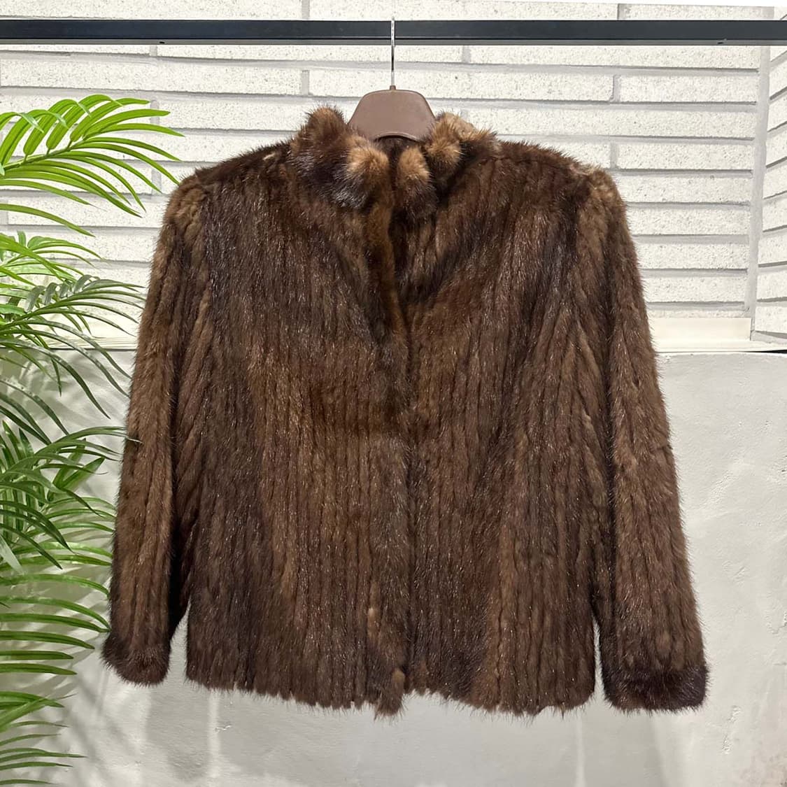 JPN VINTAGE 퍼 자켓 하이넥 투포켓 디테일 브라운 상품이미지2