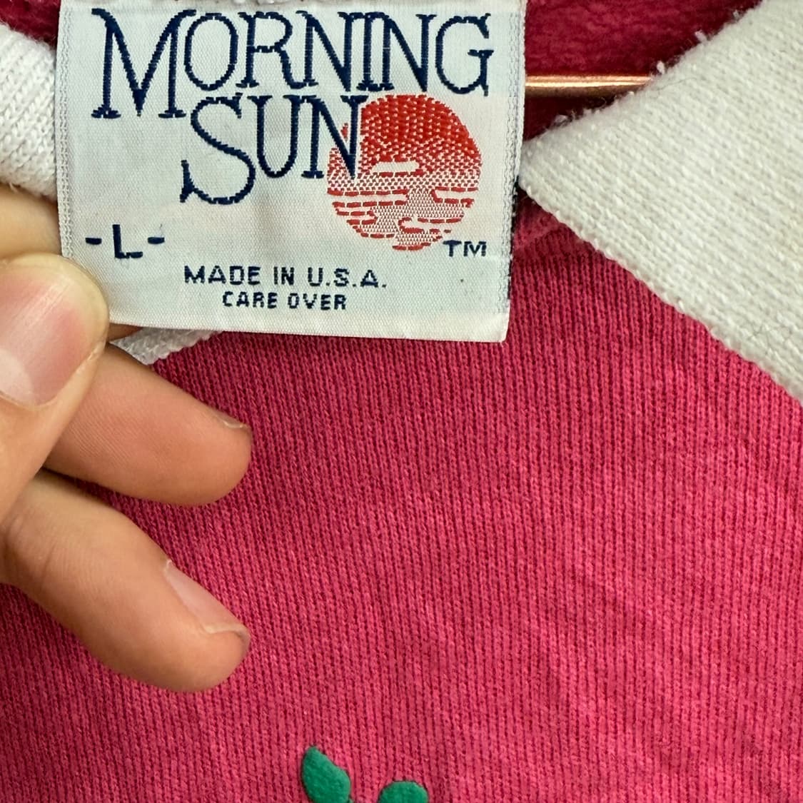 90S usa 헤인즈(HANES) 빈티지 꽃벌새 자수 맨투맨 (L) 상품이미지2