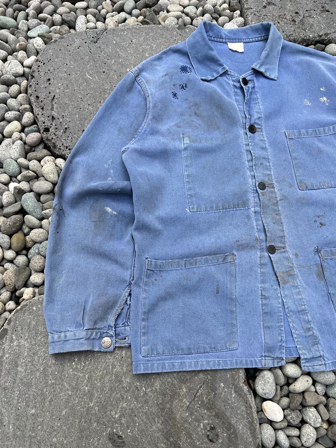 WASHING BLUE FADED DIRTY OLD 빈티지프렌치워크자켓 상품이미지4