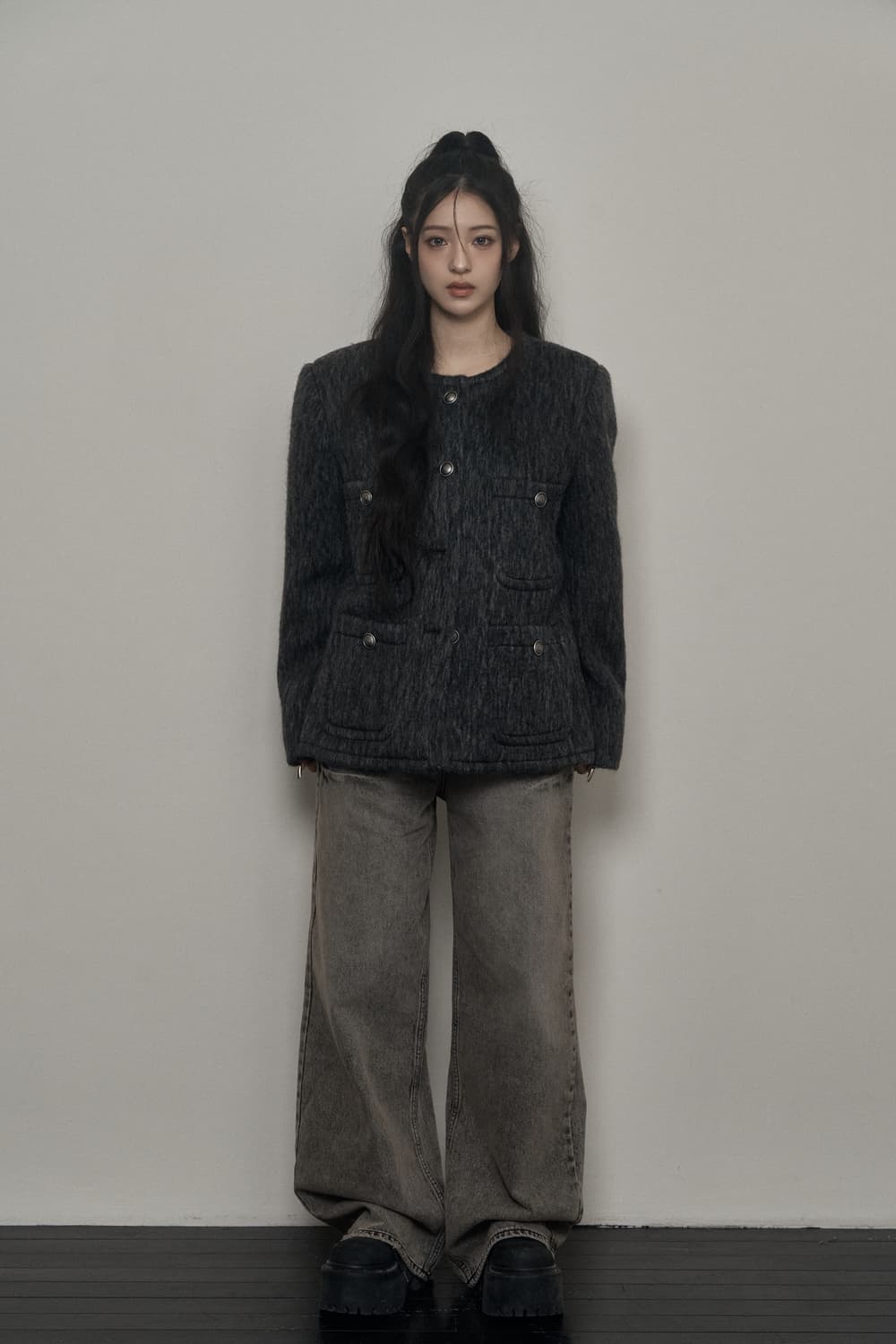 [카키포인트] Antique Wool Jacket - charcoal 상품이미지2