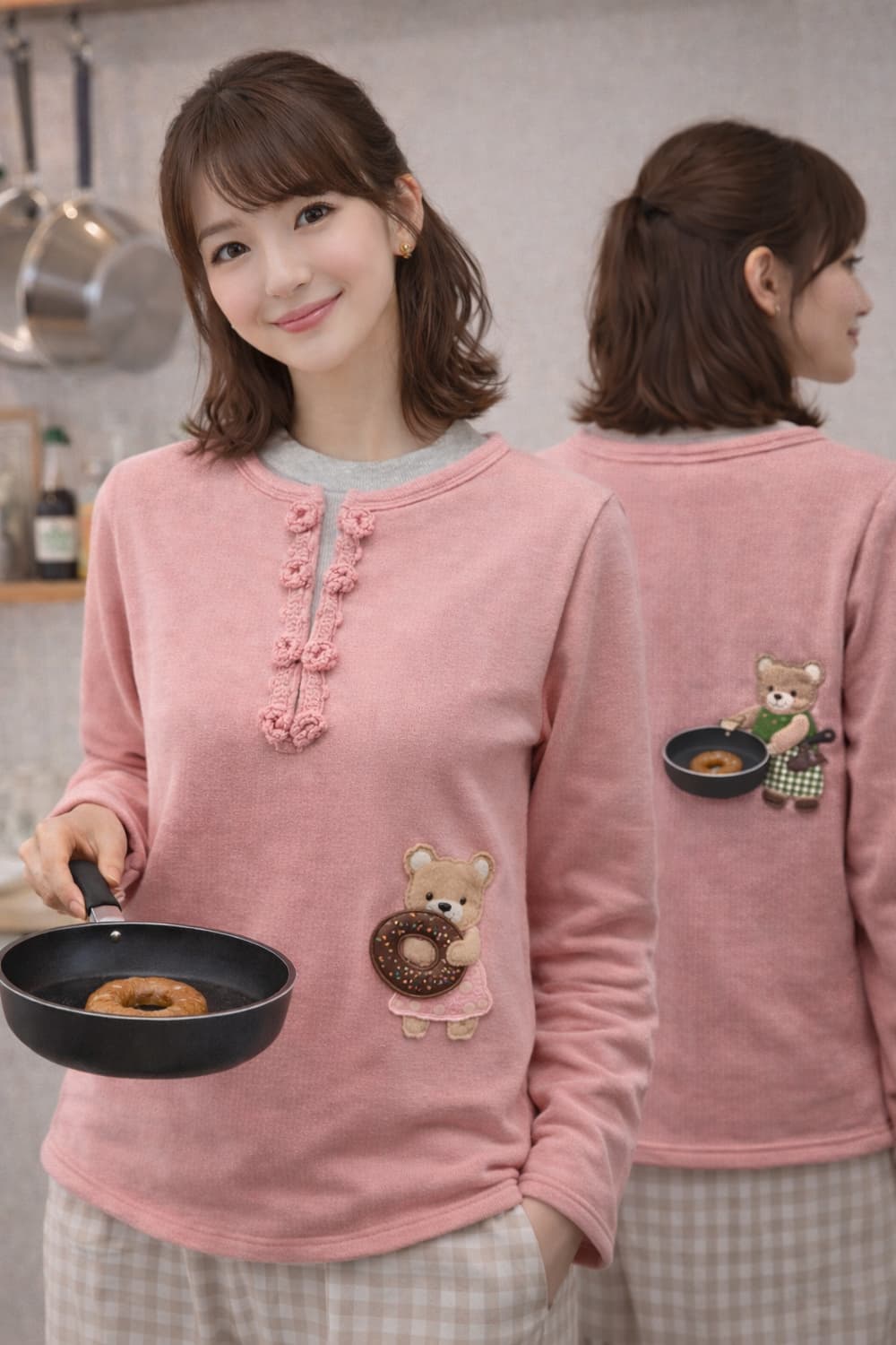 퍼스트원 빈티지 약기모 쿠킹클래스 곰순이 패치 티셔츠 S 44 상품이미지1