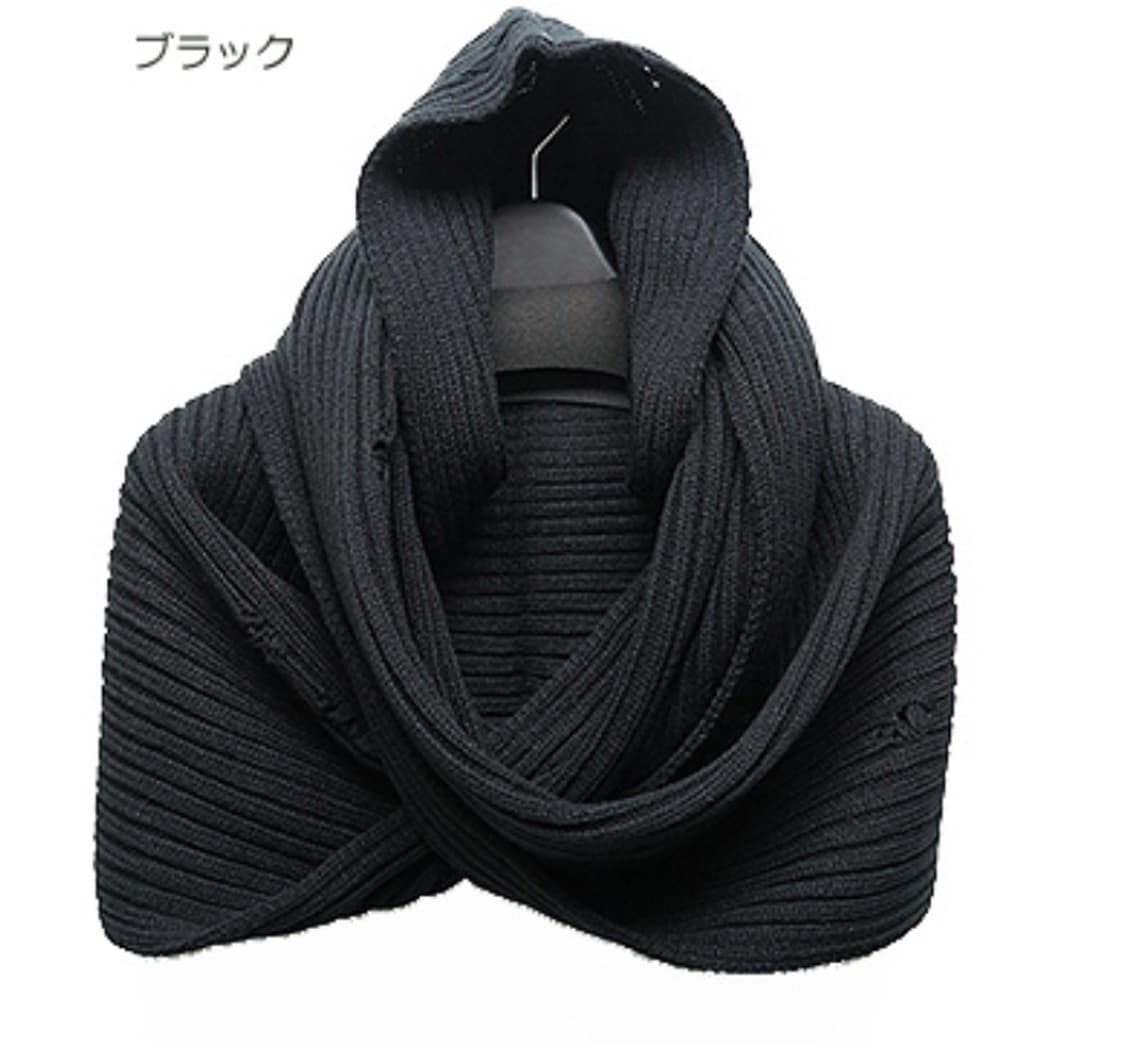 Moonage devilment 후디드 데미지 니트 머플러 상품이미지1