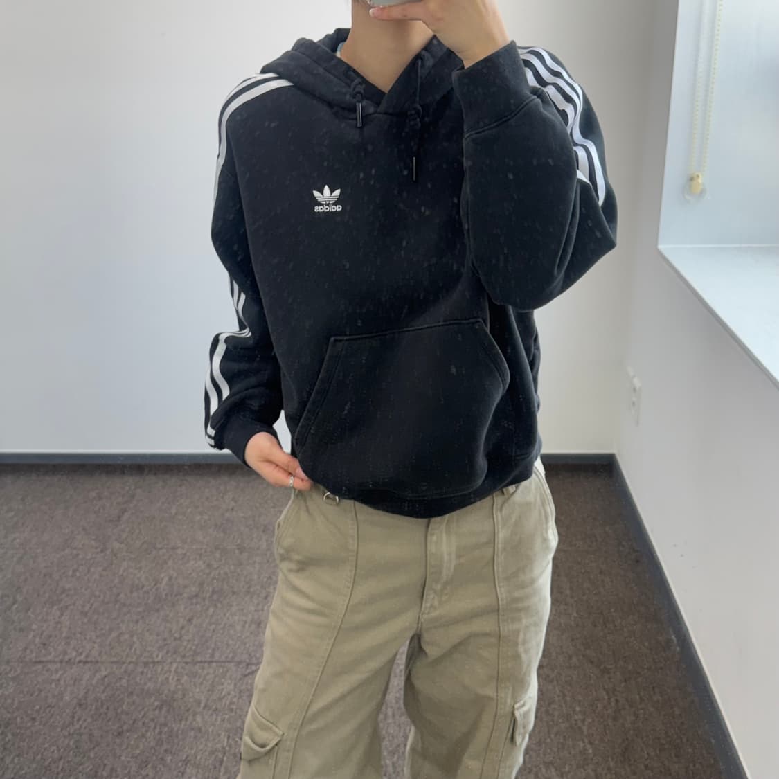 Adidas 아디다스 파이어로고 트랙탑 블랙 후드티 상품이미지1