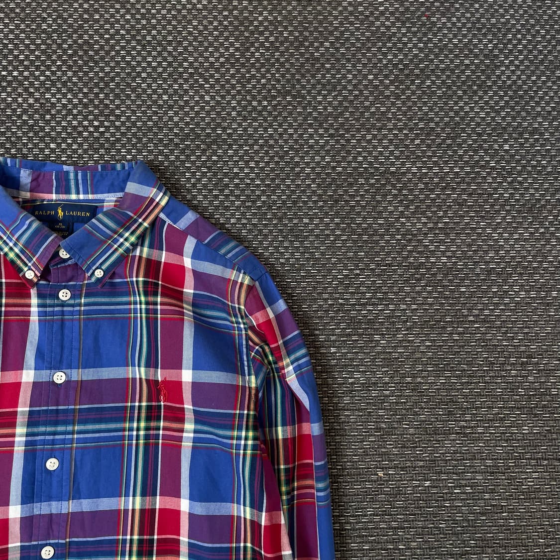 폴로랄프로렌 블루레드 멀티 배색 체크 긴팔 셔츠 XL 상품이미지3