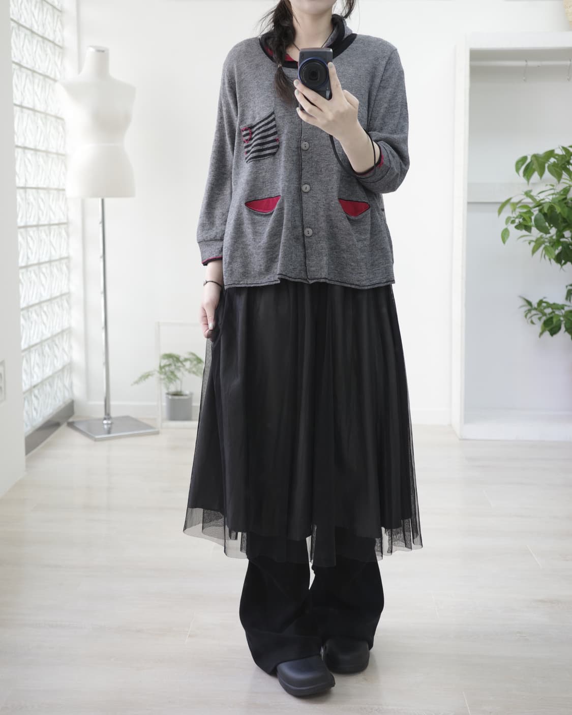 EB heart red stripe cardigan 상품이미지2