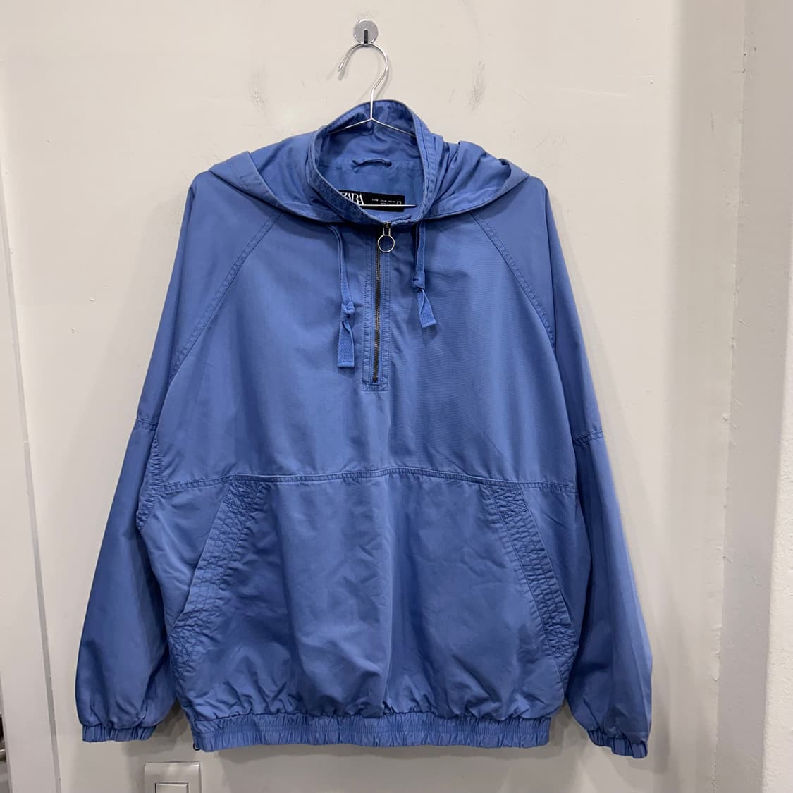 자라 래글런 하이넥 코튼 후드 반집업 아노락 상품이미지2