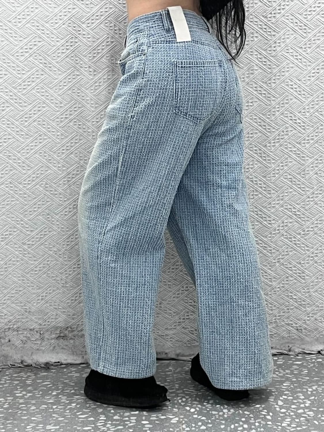 노이어 데미지 트위드스타일 워싱 데님팬츠 48 C08793 상품이미지2